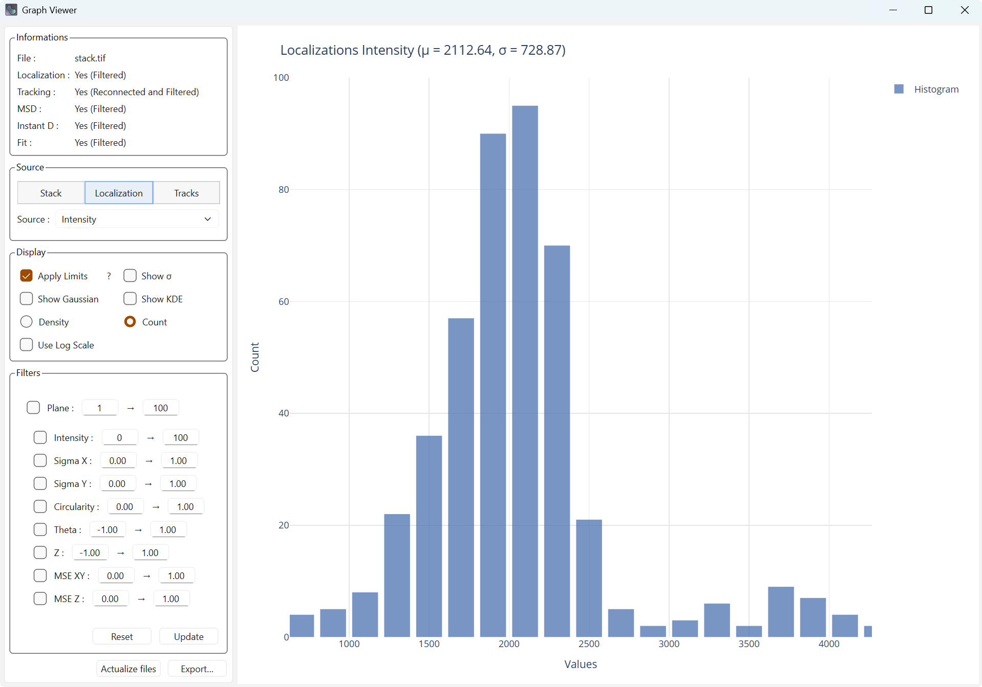 Affichage des sources disponibles pour les trajectoires