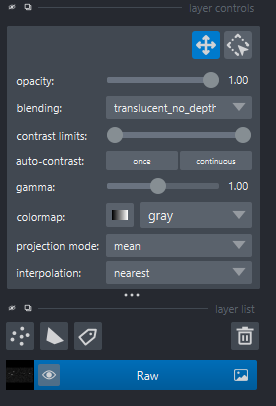 Napari layers panel.