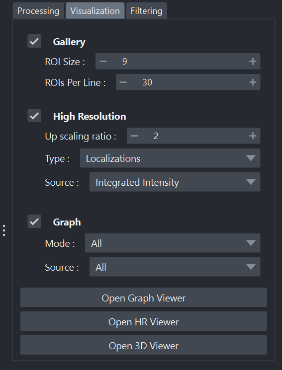 Visualization tab of the widget.