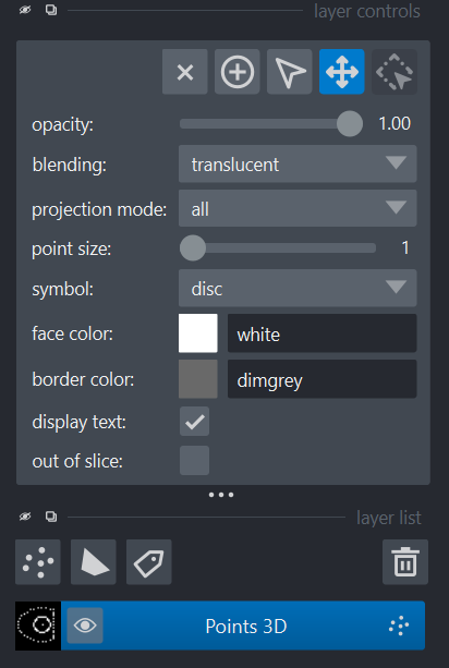 Napari layers panel.