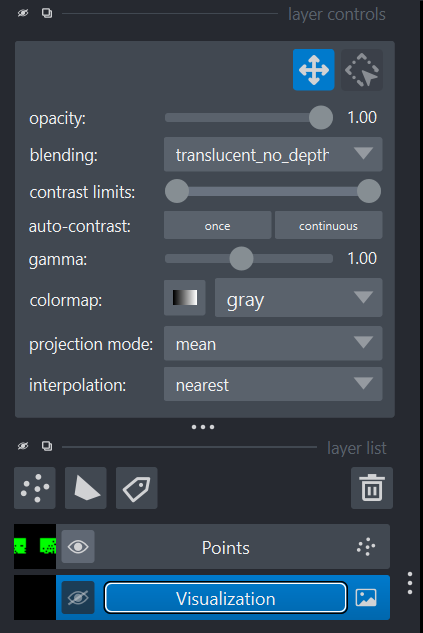 Napari Layers panel.
