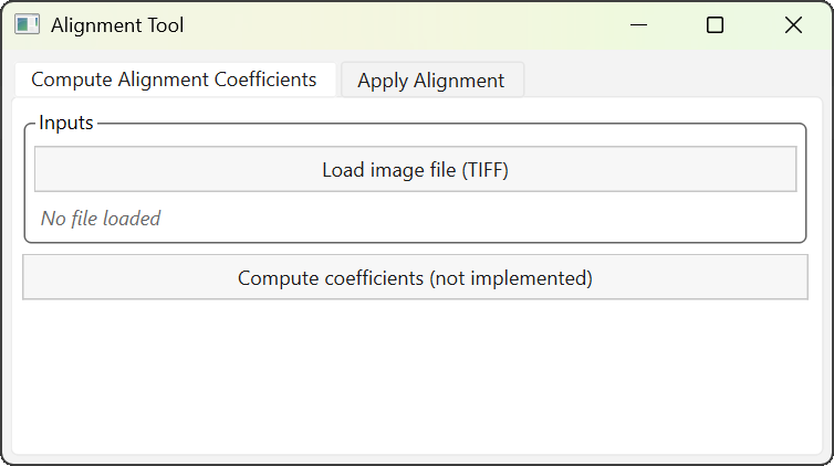 Tab 1: Alignment coefficient computation